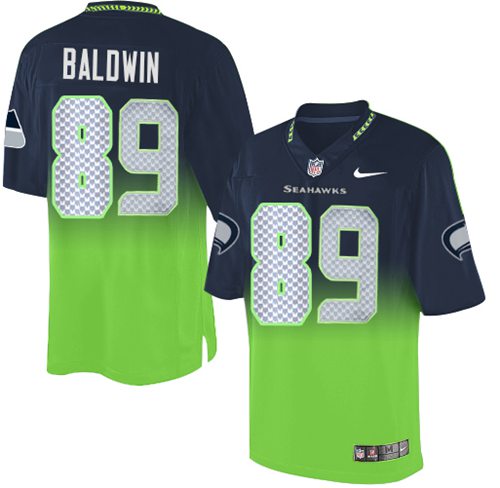 Nike Seahawks #89 Doug Baldwin Steel Blue/Green Men's Stitched NFL Elite Fadeaway Fashion Jersey