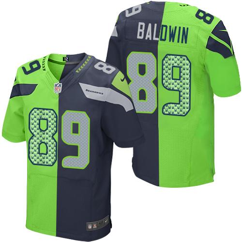 Nike Seahawks #89 Doug Baldwin Steel Blue/Green Men's Stitched NFL Elite Split Jersey