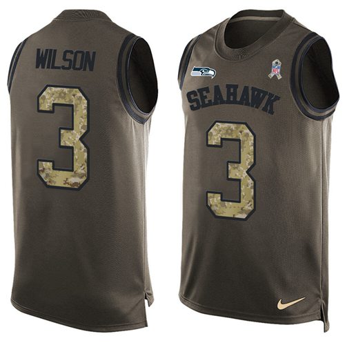 Nike Seahawks #3 Russell Wilson Green Men's Stitched NFL Limited Salute To Service Tank Top Jersey