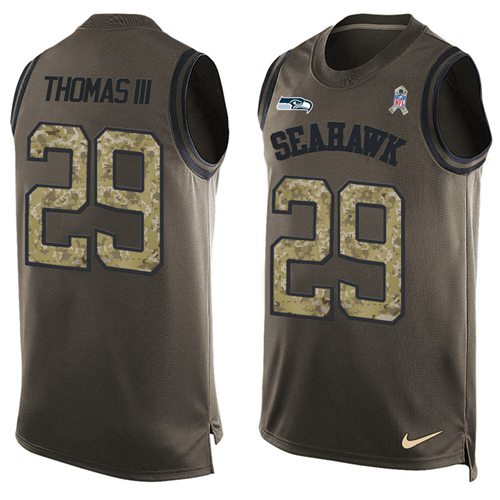 Nike Seahawks #29 Earl Thomas III Green Men's Stitched NFL Limited Salute To Service Tank Top Jersey