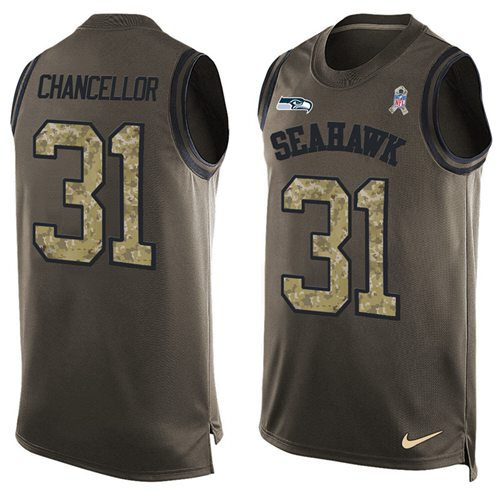Nike Seahawks #31 Kam Chancellor Green Men's Stitched NFL Limited Salute To Service Tank Top Jersey