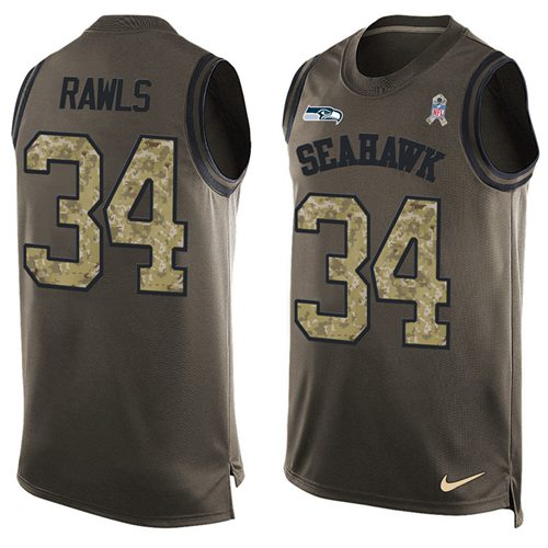 Nike Seahawks #34 Thomas Rawls Green Men's Stitched NFL Limited Salute To Service Tank Top Jersey