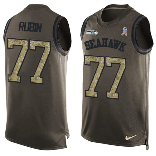Nike Seahawks #77 Ahtyba Rubin Green Men's Stitched NFL Limited Salute To Service Tank Top Jersey