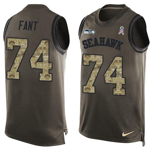 Nike Seahawks #74 George Fant Green Men's Stitched NFL Limited Salute To Service Tank Top Jersey