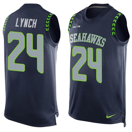 Nike Seahawks #24 Marshawn Lynch Steel Blue Team Color Men's Stitched NFL Limited Tank Top Jersey