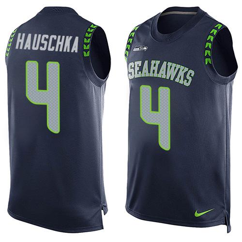 Nike Seahawks #4 Steven Hauschka Steel Blue Team Color Men's Stitched NFL Limited Tank Top Jersey