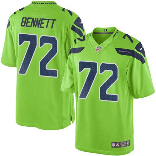 Nike Seahawks #72 Michael Bennett Green Men's Stitched NFL Limited Rush Jersey
