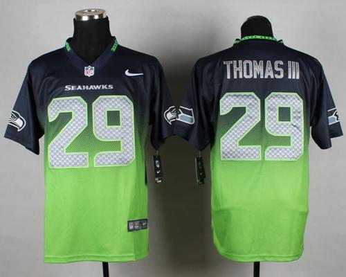 Nike Seahawks #29 Earl Thomas III Steel Blue/Green Men's Stitched NFL Elite Fadeaway Fashion Jersey