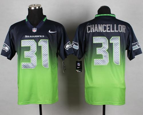 Nike Seahawks #31 Kam Chancellor Steel Blue/Green Men's Stitched NFL Elite Fadeaway Fashion Jersey