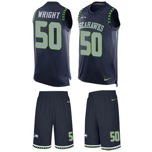Nike Seahawks #50 K.J. Wright Steel Blue Team Color Men's Stitched NFL Limited Tank Top Suit Jersey