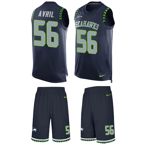 Nike Seahawks #56 Cliff Avril Steel Blue Team Color Men's Stitched NFL Limited Tank Top Suit Jersey