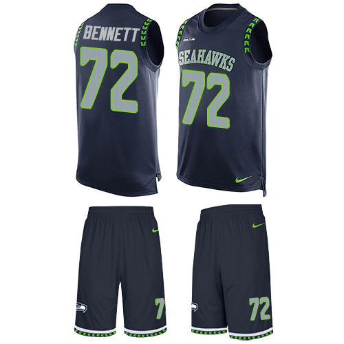 Nike Seahawks #72 Michael Bennett Steel Blue Team Color Men's Stitched NFL Limited Tank Top Suit Jersey