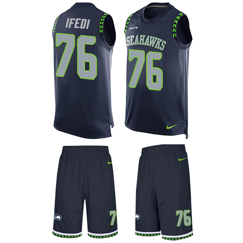 Nike Seahawks #76 Germain Ifedi Steel Blue Team Color Men's Stitched NFL Limited Tank Top Suit Jersey