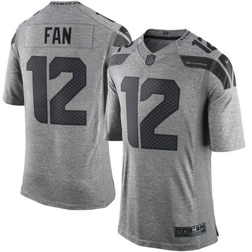 Nike Seahawks #12 Fan Gray Men's Stitched NFL Limited Gridiron Gray Jersey