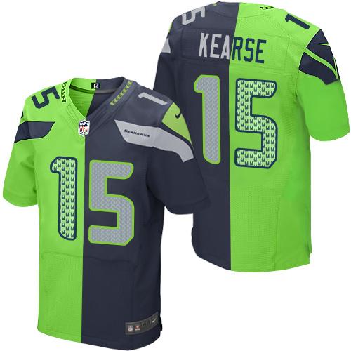 Nike Seahawks #15 Jermaine Kearse Steel Blue/Green Men's Stitched NFL Elite Split Jersey