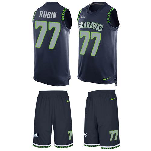 Nike Seahawks #77 Ahtyba Rubin Steel Blue Team Color Men's Stitched NFL Limited Tank Top Suit Jersey