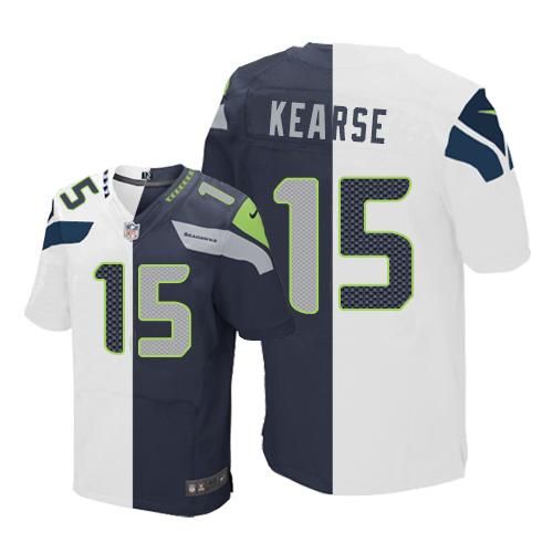 Nike Seahawks #15 Jermaine Kearse White/Steel Blue Men's Stitched NFL Elite Split Jersey