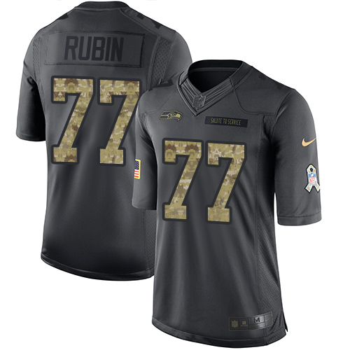 Nike Seahawks #77 Ahtyba Rubin Black Men's Stitched NFL Limited 2016 Salute to Service Jersey