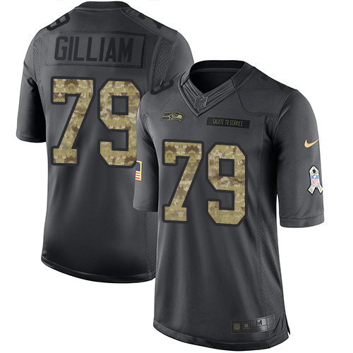 Nike Seahawks #79 Garry Gilliam Black Men's Stitched NFL Limited 2016 Salute to Service Jersey