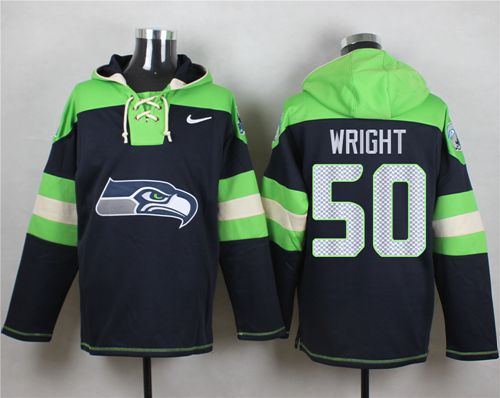 Nike Seahawks #50 K.J. Wright Steel Blue Player Pullover NFL Hoodie