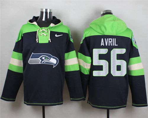 Nike Seahawks #56 Cliff Avril Steel Blue Player Pullover NFL Hoodie