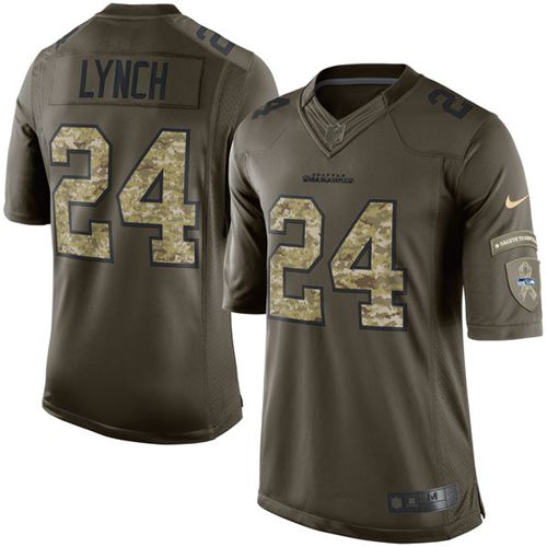Nike Seahawks #24 Marshawn Lynch Green Men's Stitched NFL Limited Salute to Service Jersey