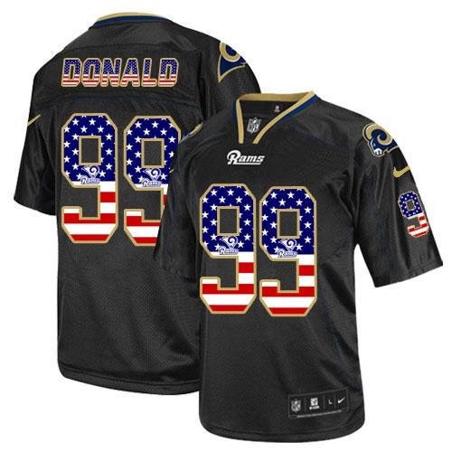 Nike Rams #99 Aaron Donald Black Men's Stitched NFL Elite USA Flag Fashion Jersey