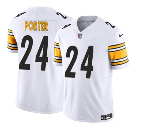 Men's Pittsburgh Steelers #24 Joey Porter Jr. White 2023 F.U.S.E. Vapor Untouchable Limited Football Stitched Jersey