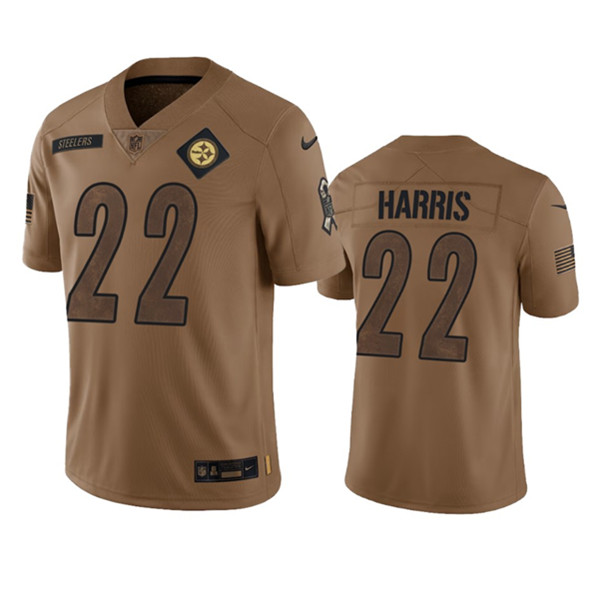 Men's Pittsburgh Steelers #22 Najee Harris 2023 Brown Salute To Service Limited Football Stitched Jersey