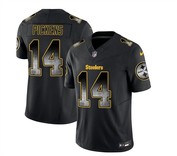 Men's Pittsburgh Steelers #14 George Pickens Black 2023 F.U.S.E. Smoke Vapor Untouchable Limited Football Stitched Jersey