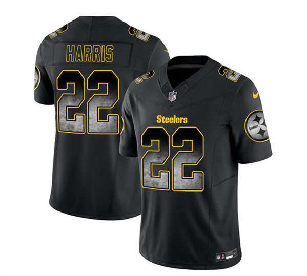Men's Pittsburgh Steelers #22 Najee Harris Black 2023 F.U.S.E. Smoke Vapor Untouchable Limited Football Stitched Jersey