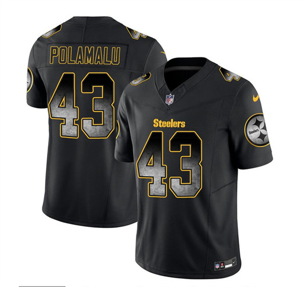 Men's Pittsburgh Steelers #43 Troy Polamalu Black 2023 F.U.S.E. Smoke Vapor Untouchable Limited Football Stitched Jersey