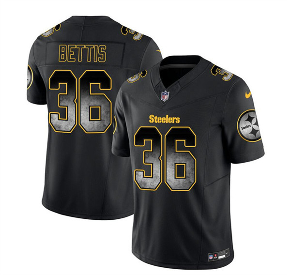 Men's Pittsburgh Steelers #36 Jerome Bettis Black 2023 F.U.S.E. Smoke Vapor Untouchable Limited Football Stitched Jersey
