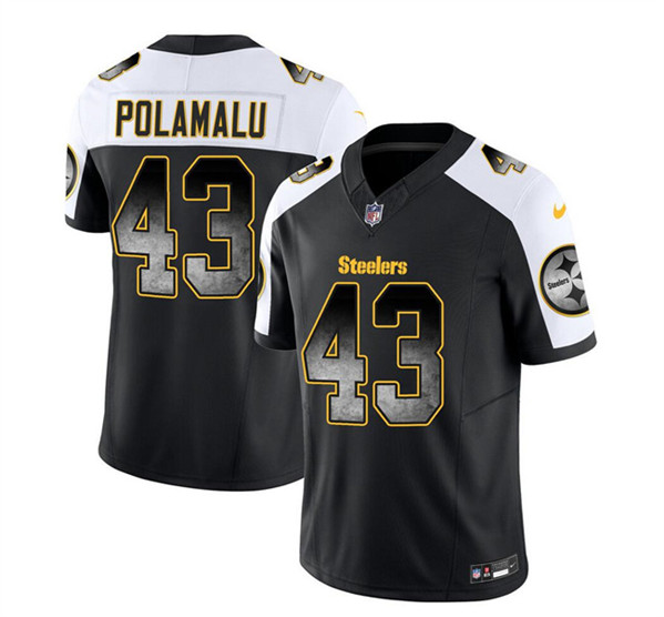 Men's Pittsburgh Steelers #43 Troy Polamalu Black/White 2023 F.U.S.E. Smoke Vapor Untouchable Limited Football Stitched Jersey