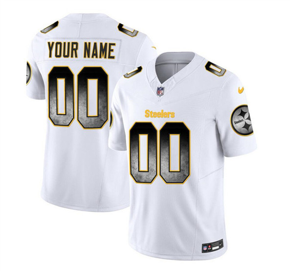 Men's Pittsburgh Steelers Active Player Custom White 2023 F.U.S.E. Smoke Vapor Untouchable Limited Stitched Jersey