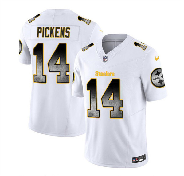 Men's Pittsburgh Steelers #14 George Pickens White 2023 F.U.S.E. Smoke Vapor Untouchable Limited Football Stitched Jersey