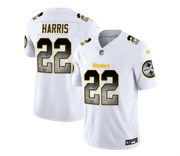 Men's Pittsburgh Steelers #22 Najee Harris White 2023 F.U.S.E. Smoke Vapor Untouchable Limited Football Stitched Jersey