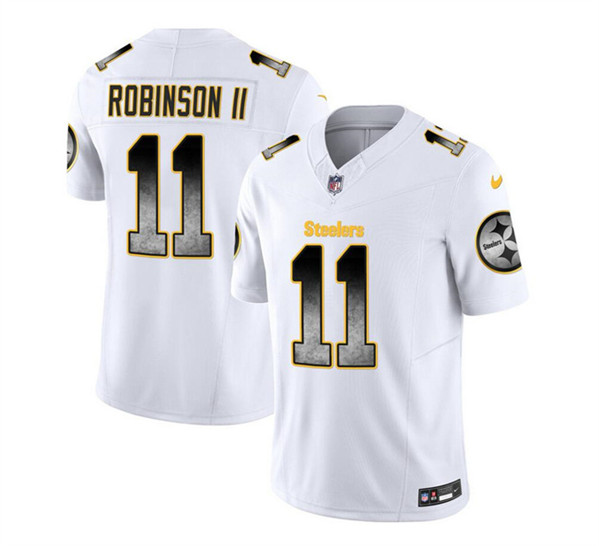 Men's Pittsburgh Steelers #11 Allen Robinson II White 2023 F.U.S.E. Smoke Vapor Untouchable Limited Football Stitched Jersey