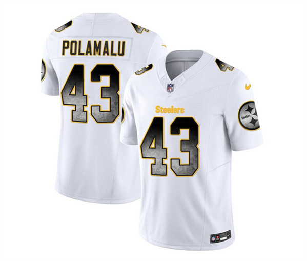 Men's Pittsburgh Steelers #43 Troy Polamalu White 2023 F.U.S.E. Smoke Vapor Untouchable Limited Football Stitched Jersey