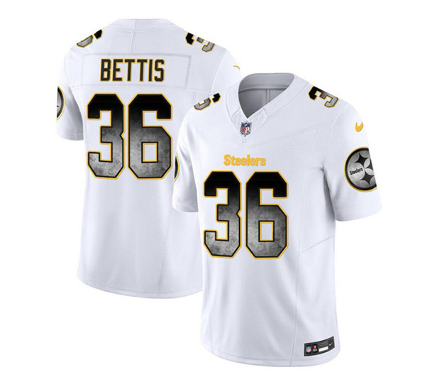 Men's Pittsburgh Steelers #36 Jerome Bettis White 2023 F.U.S.E. Smoke Vapor Untouchable Limited Football Stitched Jersey