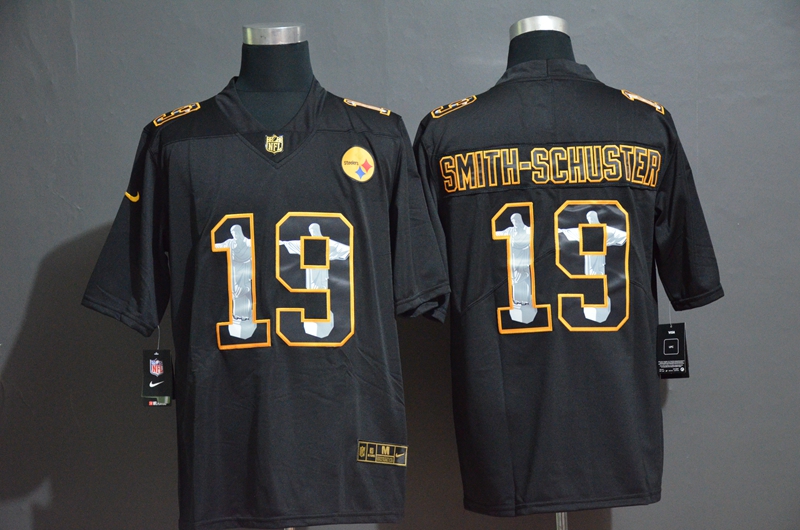 Men's Pittsburgh Steelers #19 JuJu Smith-Schuster Black Jesus Faith Edition Limited Stitched Jersey