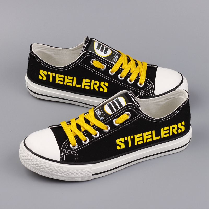 Women and Youth NFL Pittsburgh Steelers Repeat Print Low Top Sneakers 006