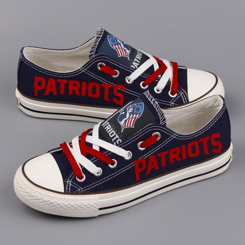 All Sizes NFL New England Patriots Repeat Print Low Top Sneakers 007