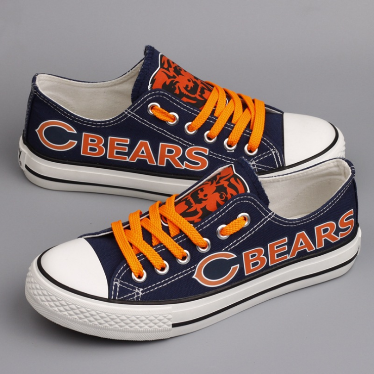 Women Or Youth NFL Chicago Bears Repeat Print Low Top Sneakers 004