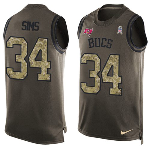 Nike Buccaneers #34 Charles Sims Green Men's Stitched NFL Limited Salute To Service Tank Top Jersey