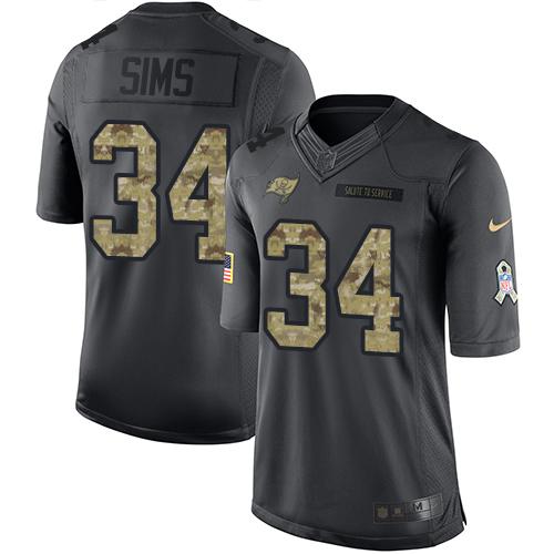Nike Buccaneers #34 Charles Sims Black Men's Stitched NFL Limited 2016 Salute to Service Jersey