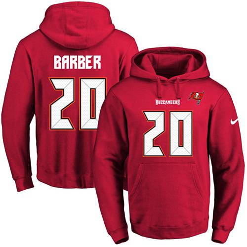 Nike Buccaneers #20 Ronde Barber Red Name & Number Pullover NFL Hoodie