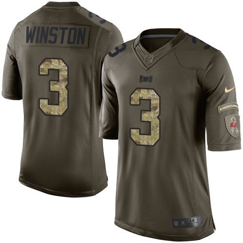 Nike Buccaneers #3 Jameis Winston Green Men's Stitched NFL Limited Salute to Service Jersey