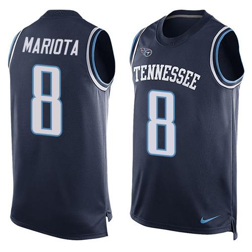 Nike Titans #8 Marcus Mariota Navy Blue Alternate Men's Stitched NFL Limited Tank Top Jersey