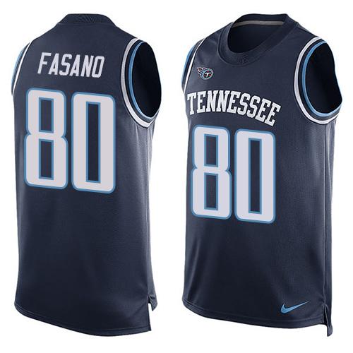 Nike Titans #80 Anthony Fasano Navy Blue Alternate Men's Stitched NFL Limited Tank Top Jersey